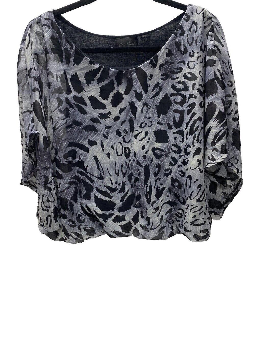 Women’s Tiger Print Black and White Top – No Size Tag, Good Condition, Bold